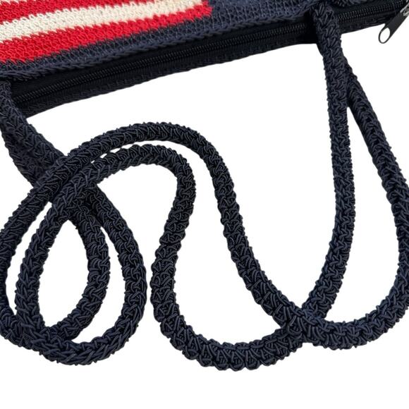 Patriotic Knit Tote Bag - Red, White, Blue 13 Star American Flag Crochet Bag - Picture 4 of 12